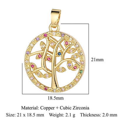 3pcs/Lot Cross Sunflower Cubic Zirconia Pendant Life Tree Maple Leaf Grape Cherry Brass CZ Charms DIY Jewelry Necklace Pendants