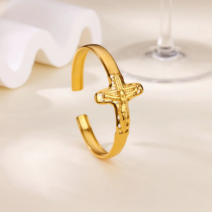 Free Shipping Classic Cross Bracelet Bangle For Women Stainless Steel Gold Color Exquisite Bracelet Wedding Couple Jewelry