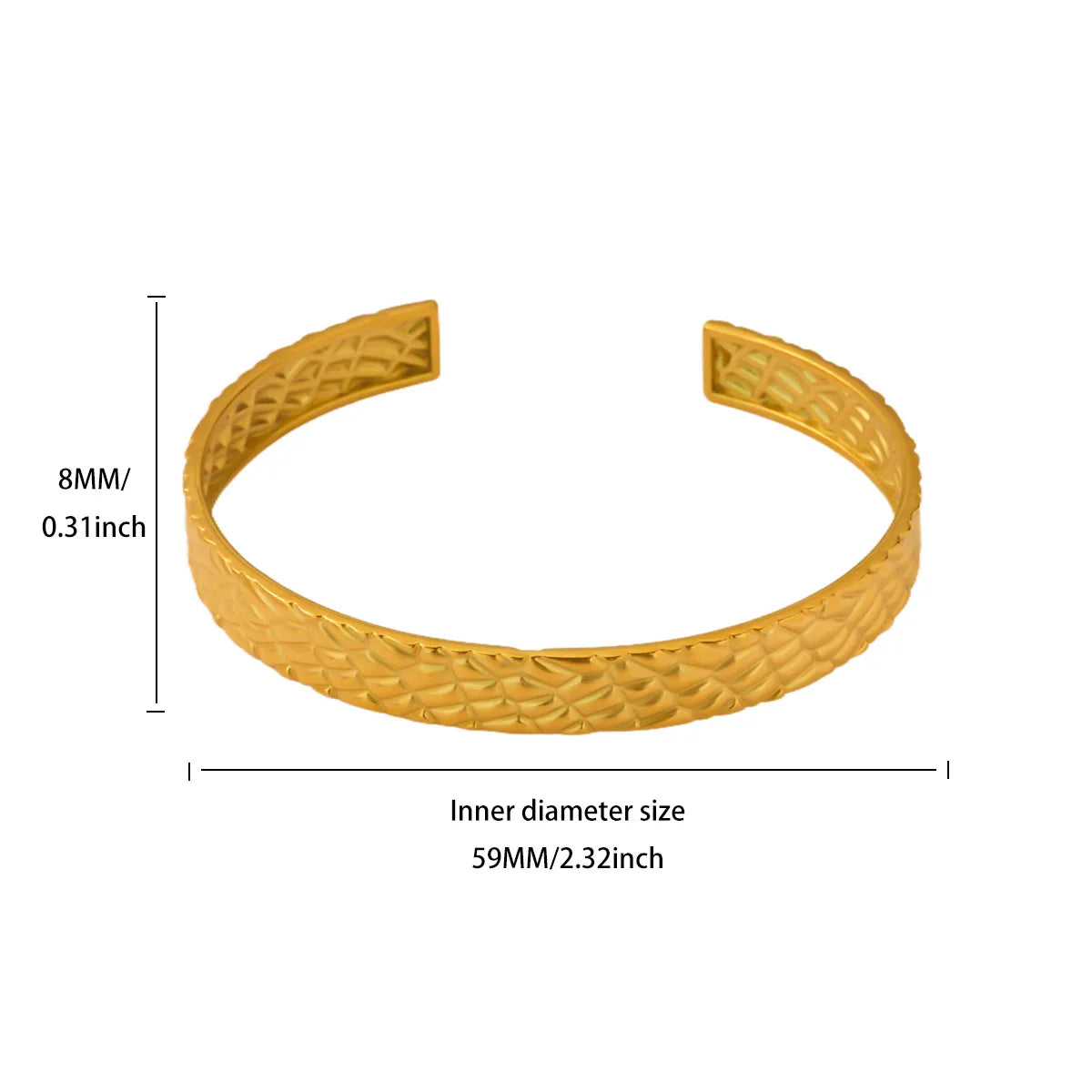 Free Shipping Classic Texture Geometric Open Bangle Bracelet For Women Stainless Steel Gold Color Exquisite Bracelet Jewelry