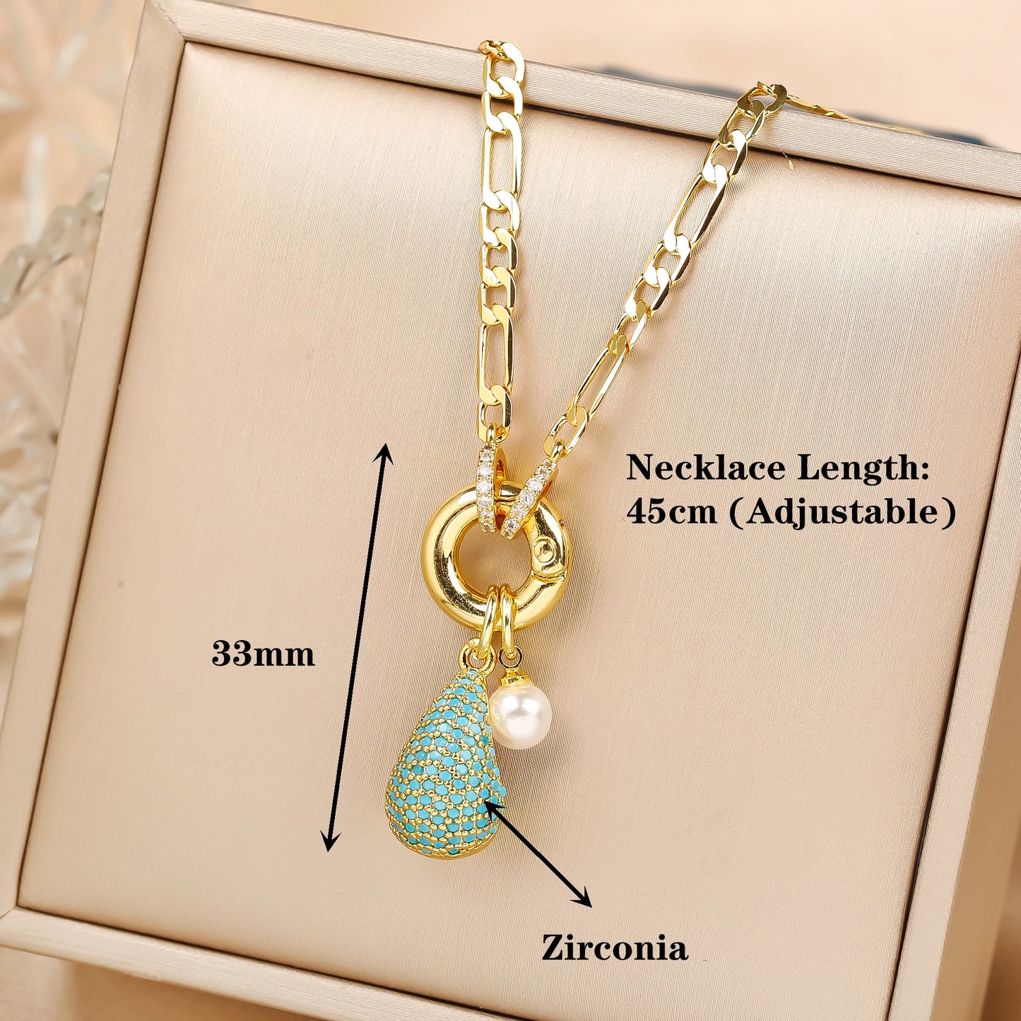 6 Colors Shiny Zirconia Comma Water drop Pendant Clavicle Chain Choker Classic for Woman Girl Daily Party Jewelry Holiday Gift