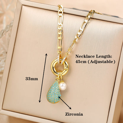 6 Colors Shiny Zirconia Comma Water drop Pendant Clavicle Chain Choker Classic for Woman Girl Daily Party Jewelry Holiday Gift