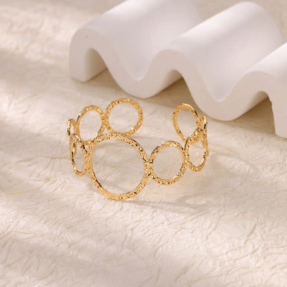 Stainless Steel Geometric Open Bracelet | Hollow Punk Round Bangle for Women | Free Shipping Fashion Jewelry