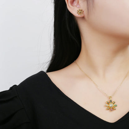 Light Luxury Sparkling Zircon Comma Jewelry Set Simple Teardrop Heart Necklace Earrings Classic for Woman New Fashion Jewelry