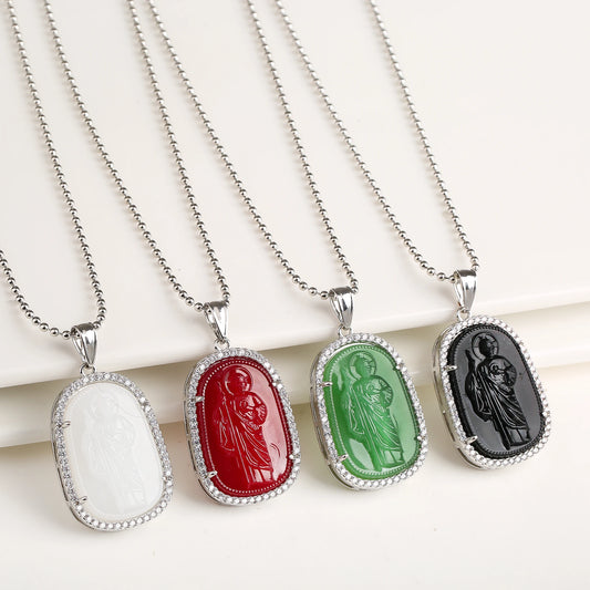 Gold/Silver Hot Sale Religious Style Gold Plated St. Jude Zircon Pendant Necklace Personalized for Man Woman Party Jewelry  Gift