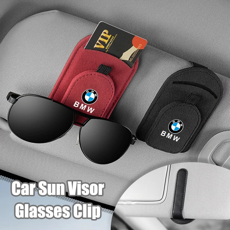 1PC Suede Car Interior Sun Visor Glasses Clip Sunglasses Ticket Card Holder for BMW X2 X3 X4 X5 X6 X7 3 5 Series G30 G20 G32 G11