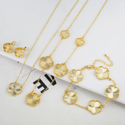 2025 Luxury Hot Selling Shiny Metal New Design Plant Five Leaf Flower Set 15mm Double Sided Women's Gilded Gift Clover