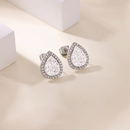 Free Shipping Vintage Zircon Waterdrop Stud Earrings For Women Stainless Steel Piercing Earring 2025 New Fashion Wedding Jewelry