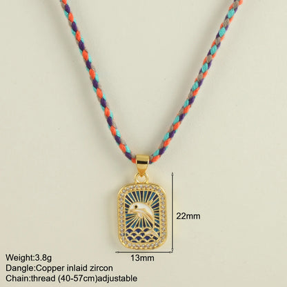 Bohemian POP Art Heart Necklace For Women Gothic Evil Blue Eye Collars Handwoven Wool Chain Choker Tarot Card Summer Jewelry