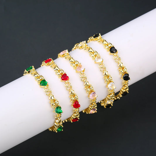 Gold-plated Heart Shape Crystal Cute Animal Bear Adjustable Bracelet Luxury for Women Girls New Fashion Party Jewelry Fine Gift