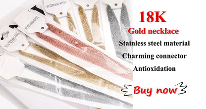 5pcs Wholesale 0.9/1.2/1.5mm Plated 18K Gold Snake Round Chain Necklace for Men Women Silver Necklaces Fashion DIY Jewelry