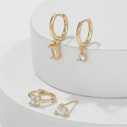 2/8pcs Fashion Novel Stainless Steel Huggies Hoop Earrings,Little Crystal Zirconia Pendant Cartilage Helix Ear Piercing Jewelry