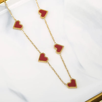 3Pcs 18k Gold-Plated Heart Shape Necklace Earrings Bracelet Jewelry Set Classic For Woman Fashion Party Jewelry Gift Daily Wear