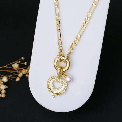 High Quality Gold Color 3:1 Chain Heart Shape Star Zirconia Pendant Necklace Charm for Woman Girl New Fashion Jewelry Wholesale
