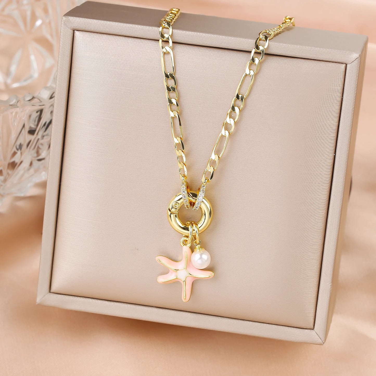 New Arrival Ocean Theme Starfish Pendant 3:1 Chain Necklace Choker for Woman Classic Party New Trend Aesthetic Jewelry Gift