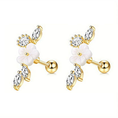 2Pcs 16G Stainless Steel Screw Back Stud Earrings for Women,Cubic Zerconia Cartilage Conch Helix Ear Piercing Jewelry