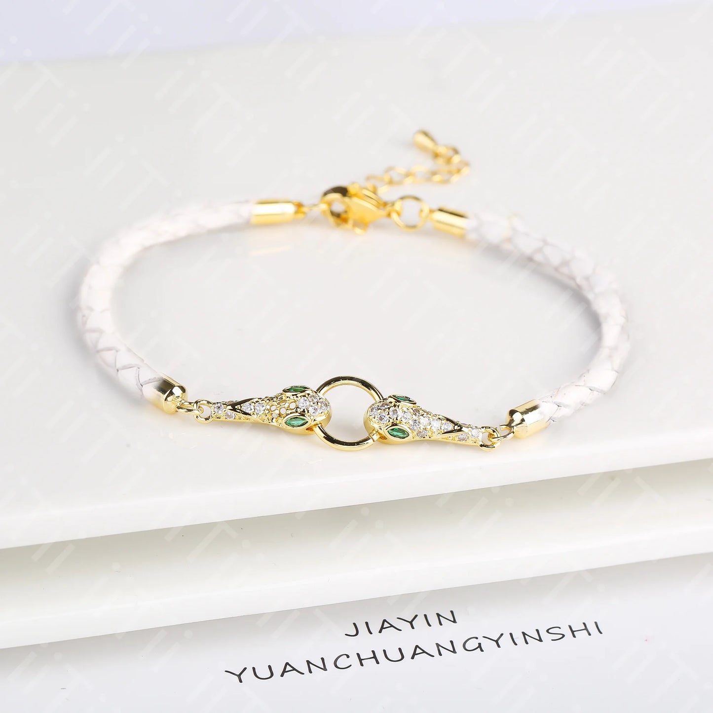 High Quality Zirconia Puppy Snake Elephant Cat Leopard Animal Theme Leather Rope Braided Bracelet for Man Woman Party Jewelry