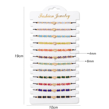 Wholesale 12Pcs/Set Colorful Natural Stone Bracelets Adjustable Rope Braided Bracelet Handmade Bohemia Bracelets with Cards