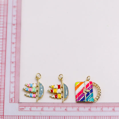 Personalized Geometric Pendant Copper Drip Oil Bag Boat Pendant Necklace Fashion Woman Jewelry For Birthday Party Daily Wear