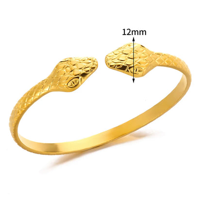 Punk Snake Cuff Bracelet on Hand For Women Stainless Steel Gold Color Adjustable Open Bangle 2024 New Party Jewelry Gift