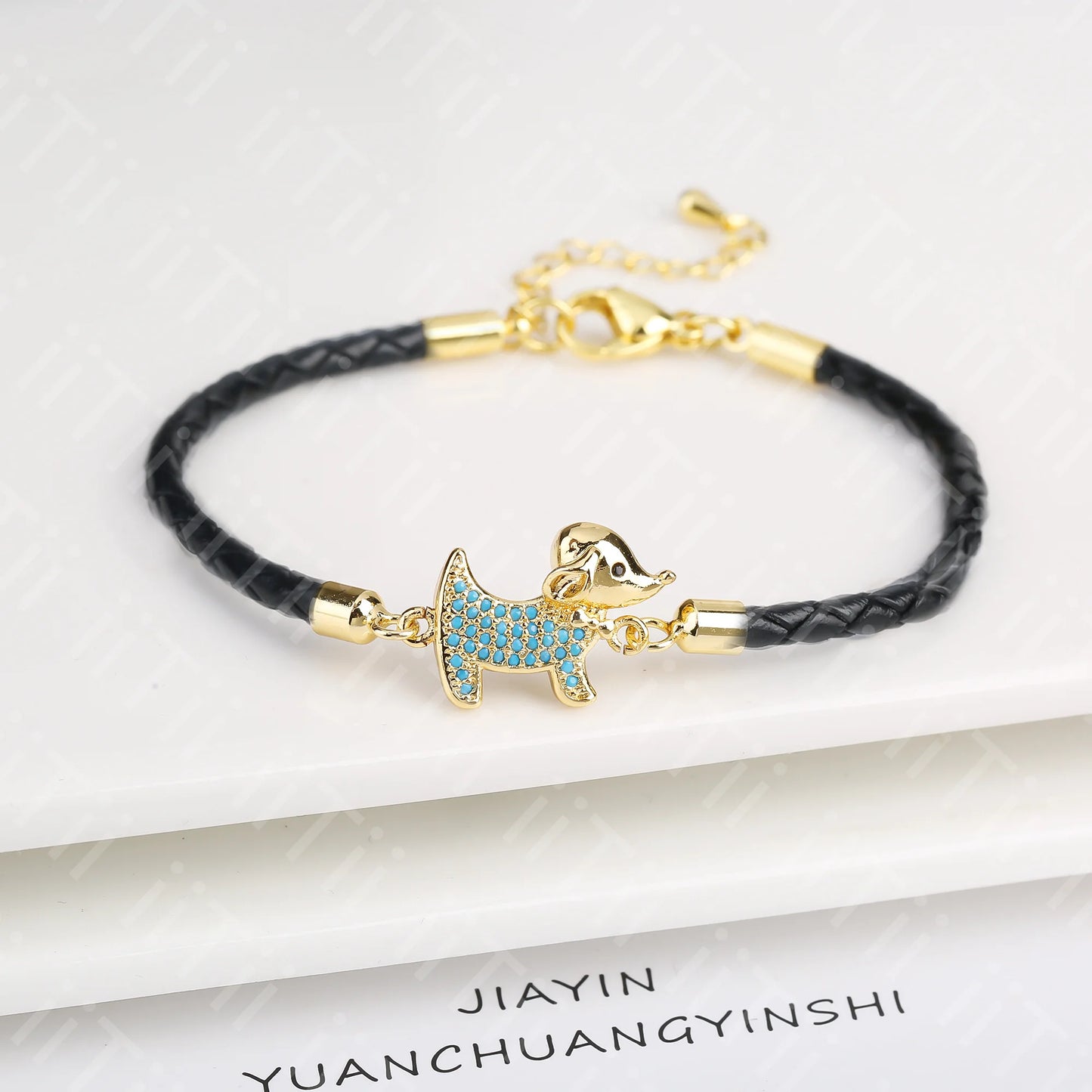 High Quality Zirconia Puppy Snake Elephant Cat Leopard Animal Theme Leather Rope Braided Bracelet for Man Woman Party Jewelry