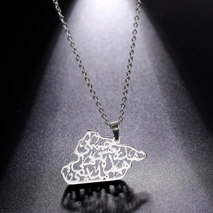LIKGREAT Trendy Syria Map Flag Pendant Necklaces Stainless Steel Syrians Map Hiphop Jewelry Gift for Women Men