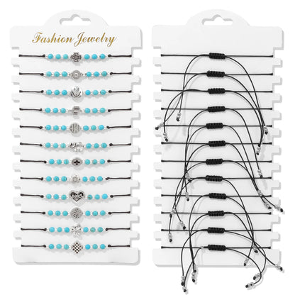 Wholesale 12Pcs/Set Colorful Natural Stone Bracelets Adjustable Rope Braided Bracelet Handmade Bohemia Bracelets with Cards