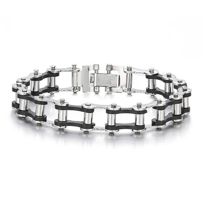 1pc New Cool Punk Motorcycle Bracelet for Men Women, Stylish Vintage Stainless Steel Versatile Buckle Bracelet