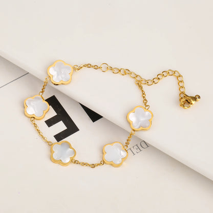 Hot Selling Stainless Steel Single Sided Pendant Necklace With Five Leaf Flower High-Quality Jewelry For Women's Clover