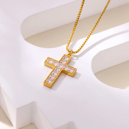 Free Shipping Vintage Cross Pendant Necklaces For Women Stainless Steel Chain Collar Necklace 2025 New Summer Beach Jewelry