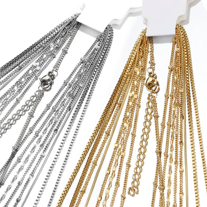 10pcs 5pcs Stainless Steel Bead Chain Necklace Chains for DIY Jewelry Making Findings 45cm+5cm Chain with Lobster Clasps No Fade