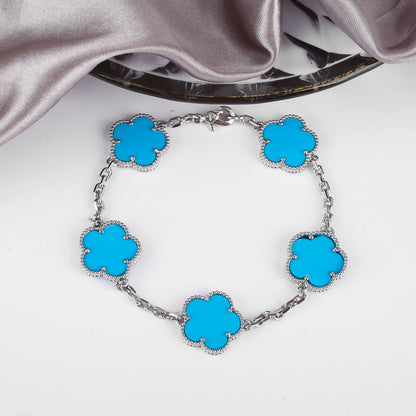 Simple 15mm Natural Shell Stone Five-Leaf Flower Set Bracelet Necklace Classic Flower Woman Jewelry Sets For Party Daily Wear