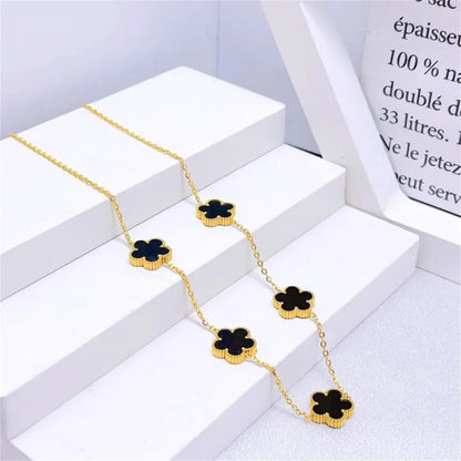 2/4Pcs 18K Gold Plated Five Leaf Flower Earring Necklace Bracelet Set for Women, Elegant Fashion Design Bracelet Jewelry Gifts