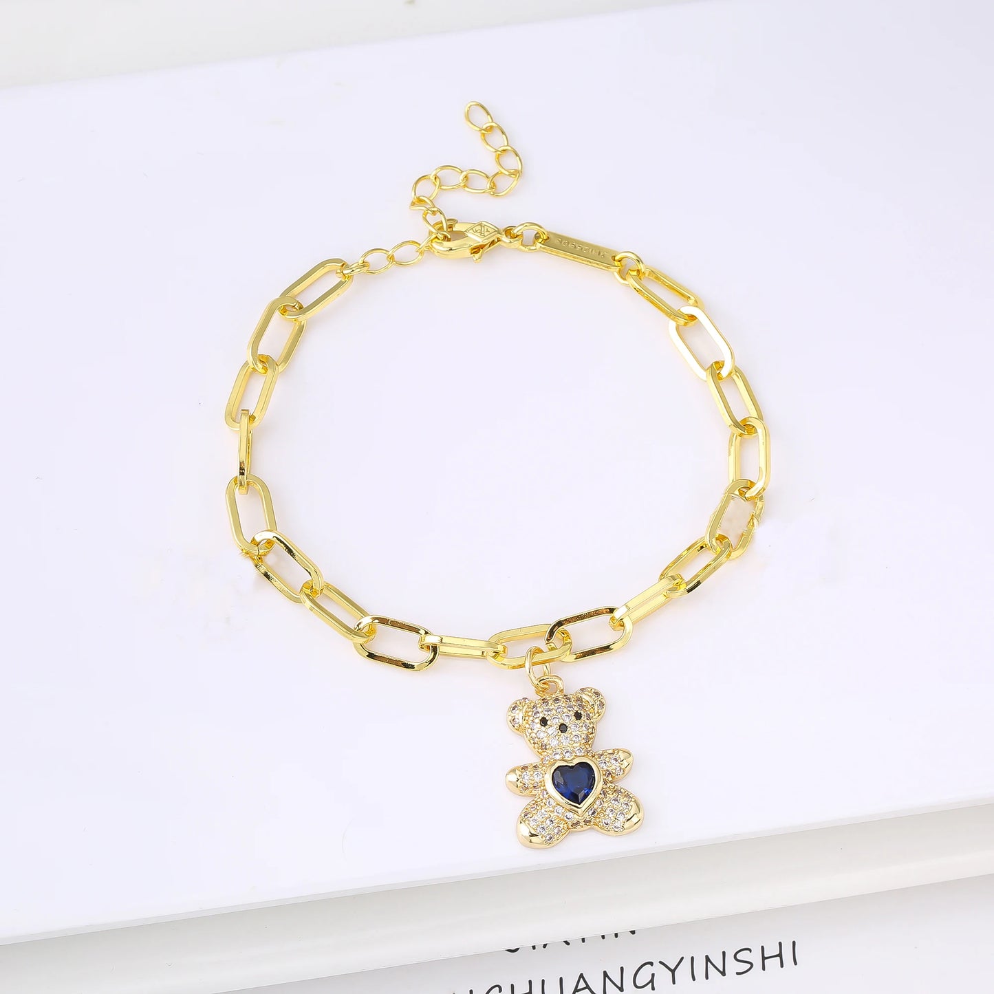 New Fashion Animal Bear Crystal Adjustable Copper Bracelet for Man Woman Punk Party Aesthetic Zirconia Jewelry Fine Gift