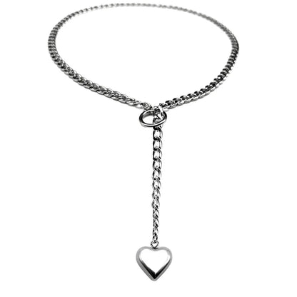 Heart Star O-ring Long Chain For Women Men Punk Rock Necklace Stainless Steel Cuban Necklaces Simple Adjustable Y-Necklace