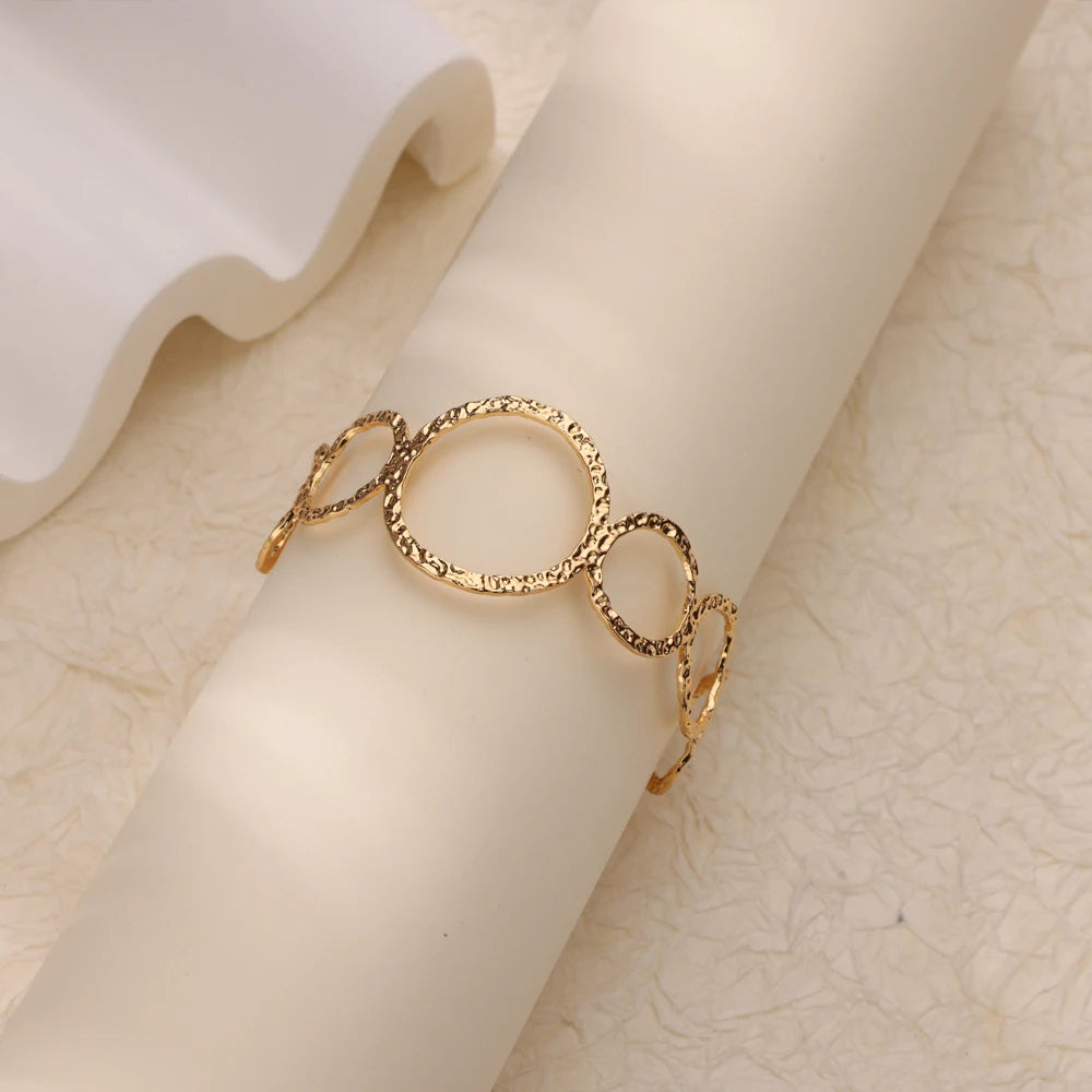 Stainless Steel Geometric Open Bracelet | Hollow Punk Round Bangle for Women | Free Shipping Fashion Jewelry