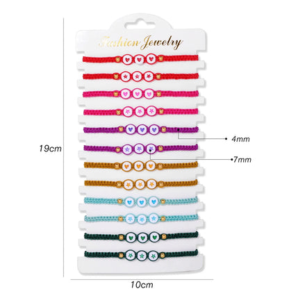 Wholesale 12Pcs/Set Colorful Natural Stone Bracelets Adjustable Rope Braided Bracelet Handmade Bohemia Bracelets with Cards
