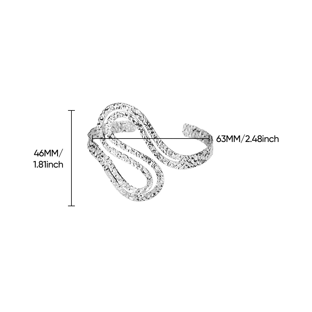 Free Shipping Irregular S Shape Curved Snake Bracelet Bangle for Women Stainless Steel Open Adjustable Bracelet Fashion Jewelry