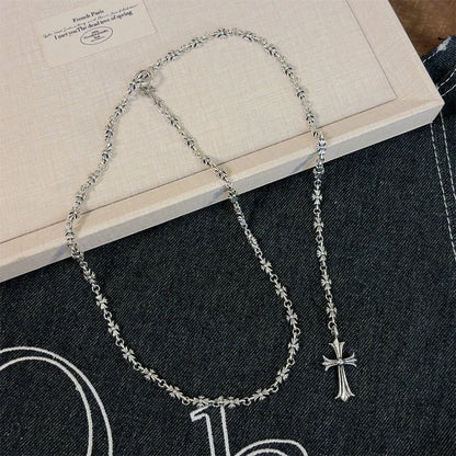 Retro Cross Necklace Women's Style 2025 New Small Sweater Chain Clavicle Chain Sweater Chain Hanging Neck Accessories Jewelry