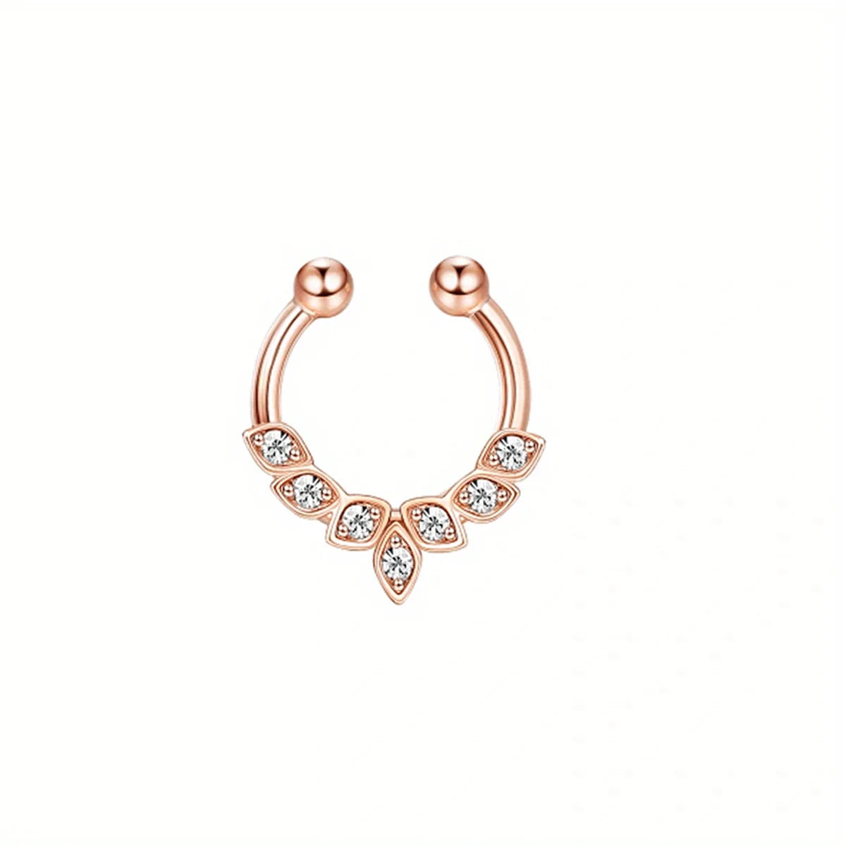 1/4Pcs Simple Fashion Stainless Steel Fake Septum Nose Ring, Clip On Cubic Zerconia Faux Nose Rings Non Piercing Septum Jewelry