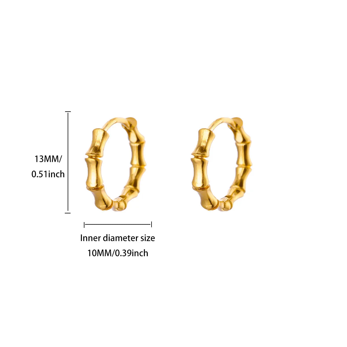 Free Shipping Vintage Bamboo Hoop Stud Earrings For Women Stainless Steel Piercing Earring 2025 New Fashion Wedding Jewelry