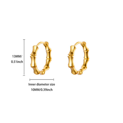 Free Shipping Vintage Bamboo Hoop Stud Earrings For Women Stainless Steel Piercing Earring 2025 New Fashion Wedding Jewelry