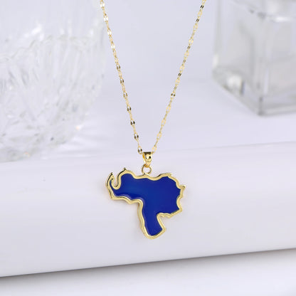 New Classic Venezuela Dominica Mexico Map Flag Pendant Necklace For Men Women Party Festival Ethnic Gold Color Jewelry Gift
