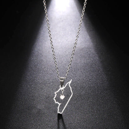 LIKGREAT Trendy Syria Map Flag Pendant Necklaces Stainless Steel Syrians Map Hiphop Jewelry Gift for Women Men