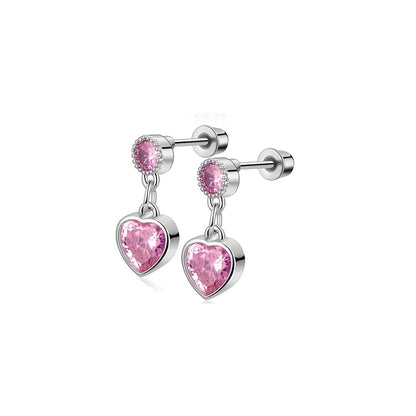 2/4pcs Stainless Steel Cute Pendant Cubic Zirconia Screw back Stud Earring,Daith Cartilage Tragus Helix Conch Piercing Jewelry