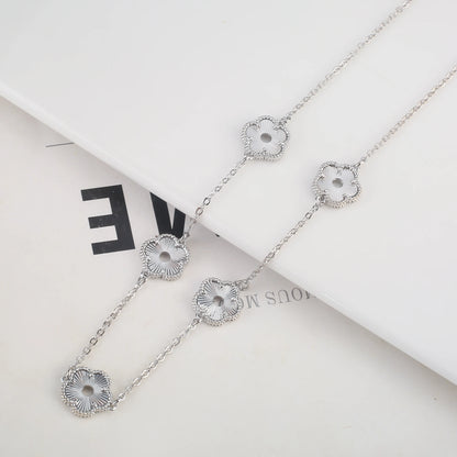 Hollow Metal Double sided Hollow Jewelry Set Sparkling Hot Selling Plum Blossom Jewelry Set Creative New Design For Women Clover