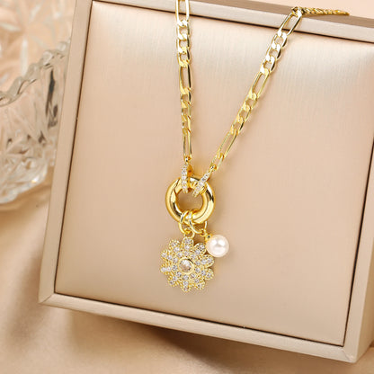 New Arrival Luxury Botanical Flower Sunflower Zirconia Pendant Necklace Glamorous for Woman Girl New Trend Neck Jewelry Gift