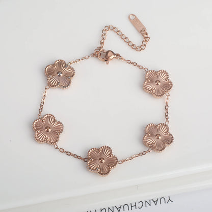 Waterproof Clover five-leaf flower Metal Laser Stainless Steel Jewelry Set Classic for Woman Luxury Party Jewelry Daily Wear