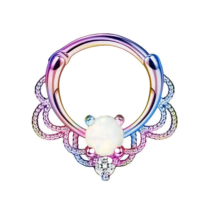1/4Pcs 16G Stainless Steel Opal Colourful Nose Ring for Women Men,Fashion Sexy Septum Nasi Diaphragm Piercing Jewelry Gift