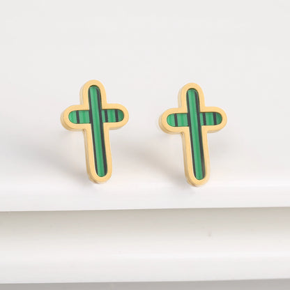 7 Colors New Design Cross Stainless Steel Classic Studs Earrings High Quality Minimalist Wedding Anniversary Woman Jewelry Gift