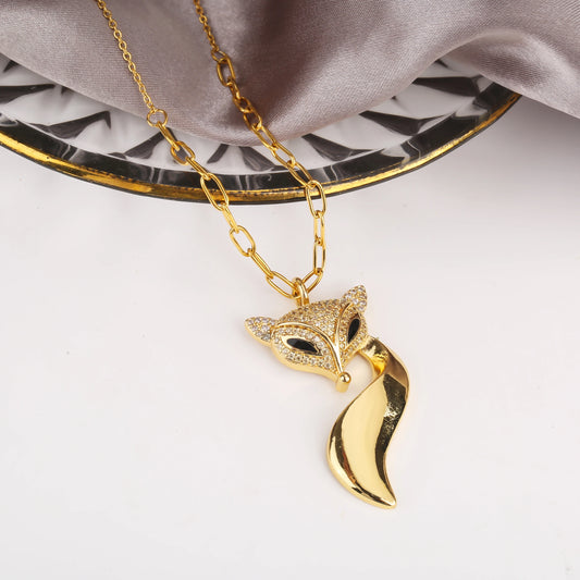 New Design Stainless Steel Fox Pendant Necklace Personalized Animal Pendant Suitable For Men Women Party Birthday Jewelry Gift